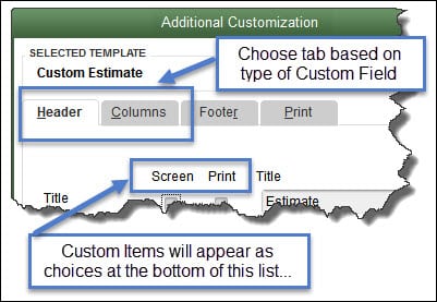 Custom Fields in QuickBooks Forms