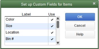 Adding Custom Fields to QuickBooks Items