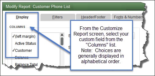 Custom Fields in QuickBooks Reports