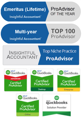 Diane Gilson Top ProAdvisor Badges and QB Certs