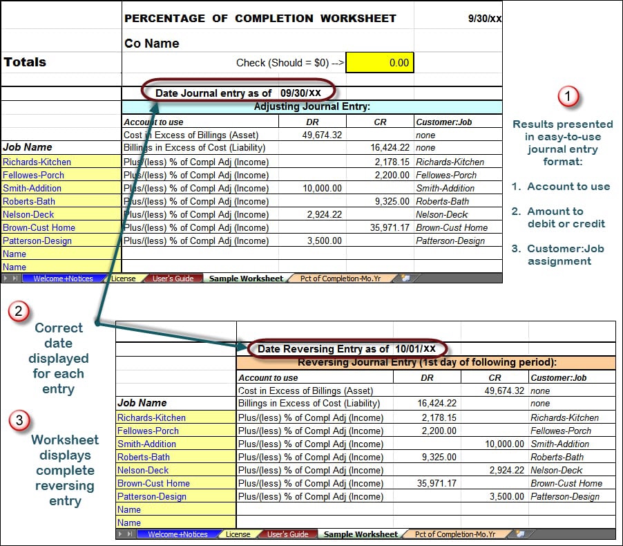 Percentage of Completion Journal Entries